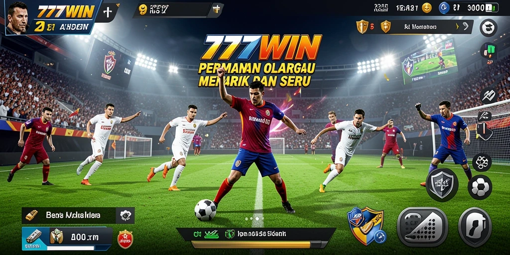 Screenshot utama 777WIN menampilkan aksi permainan olahraga yang menegangkan.