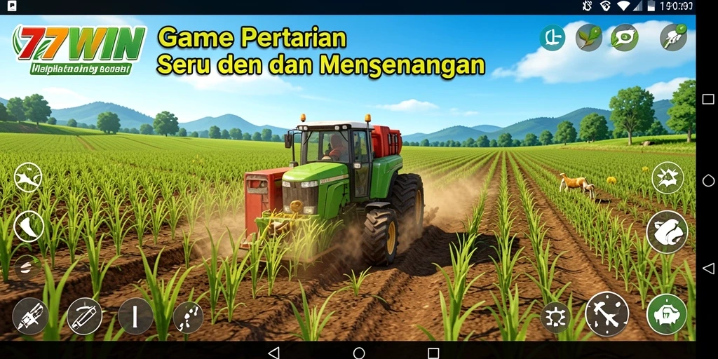 Screenshot 77WIN menunjukkan gameplay pertanian yang menarik dan interaktif.