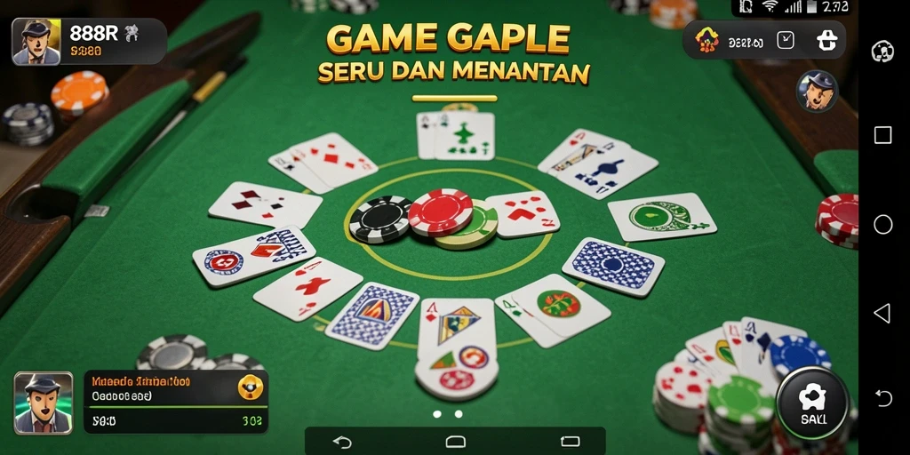 Screenshot gameplay 888R dengan tampilan kartu Gaple.