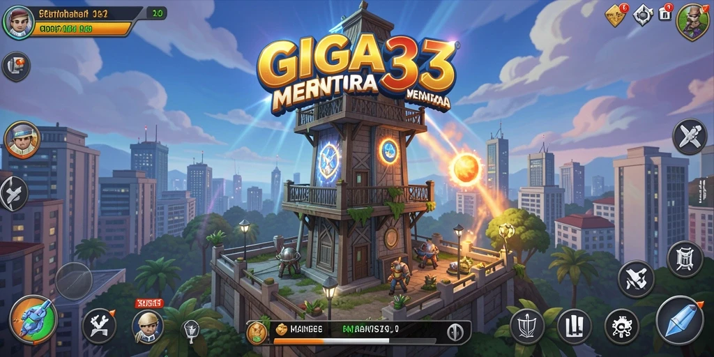 Tampilan gameplay menara bertahan dalam action GIGA33.