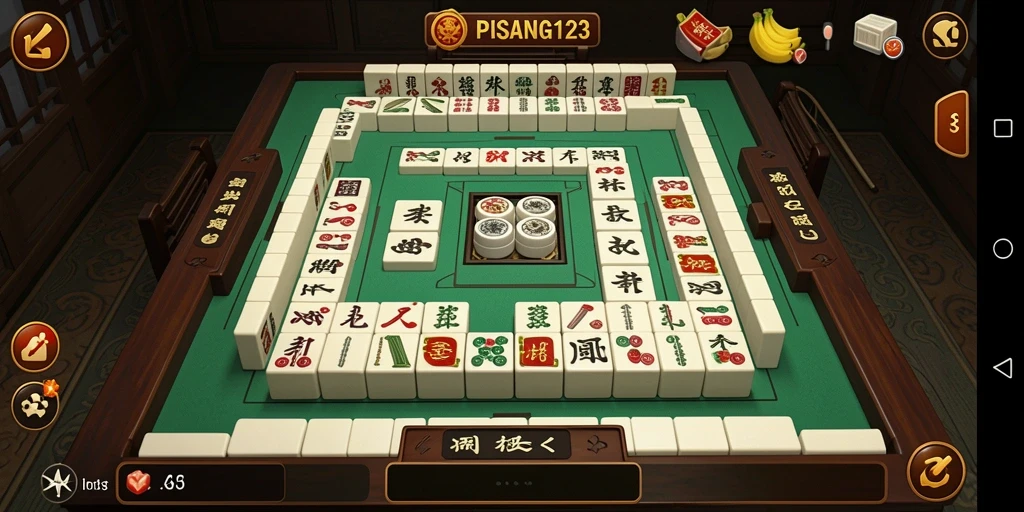 Tampilan gameplay seru PISANG123 dalam permainan Mahjong.