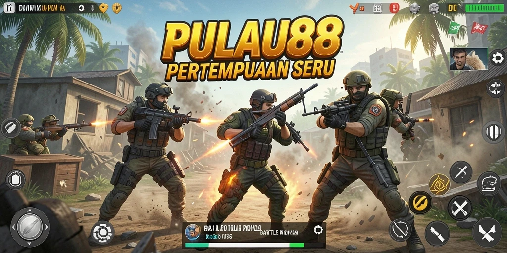 Tampilan seru gameplay Battle Royale PULAU88 dengan pertempuran yang mendebarkan.