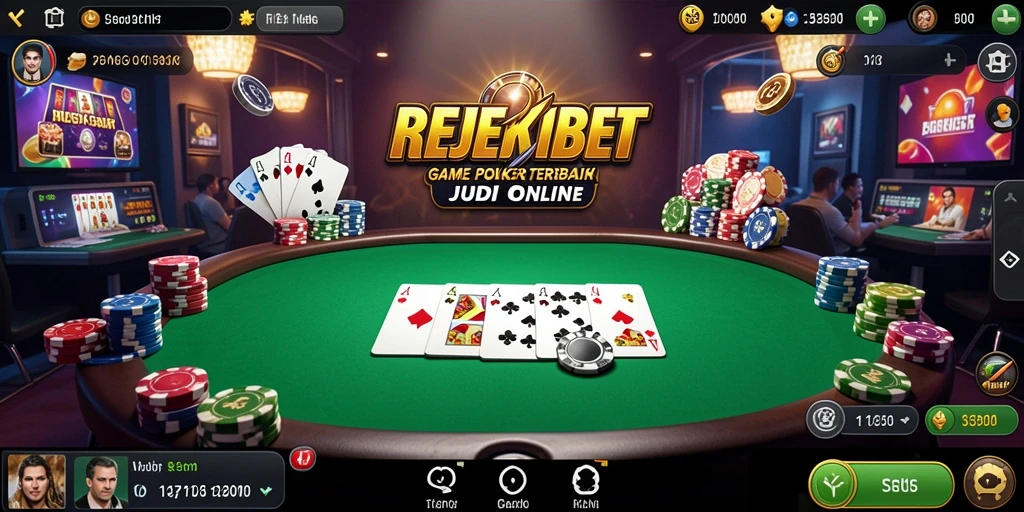 Screenshot gameplay REJEKIBET menampilkan aksi poker yang seru.