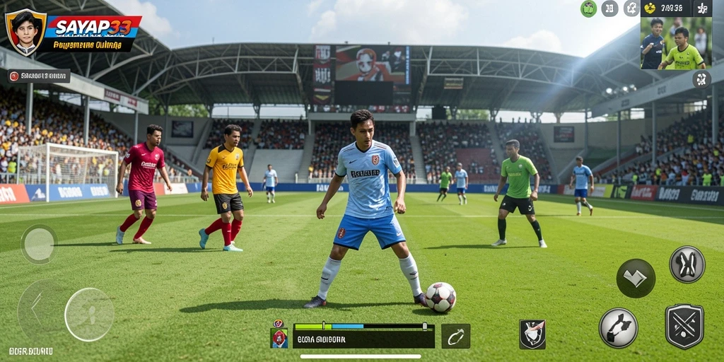 Gameplay seru dalam SAYAP33 dengan aksi sepak bola nyata.