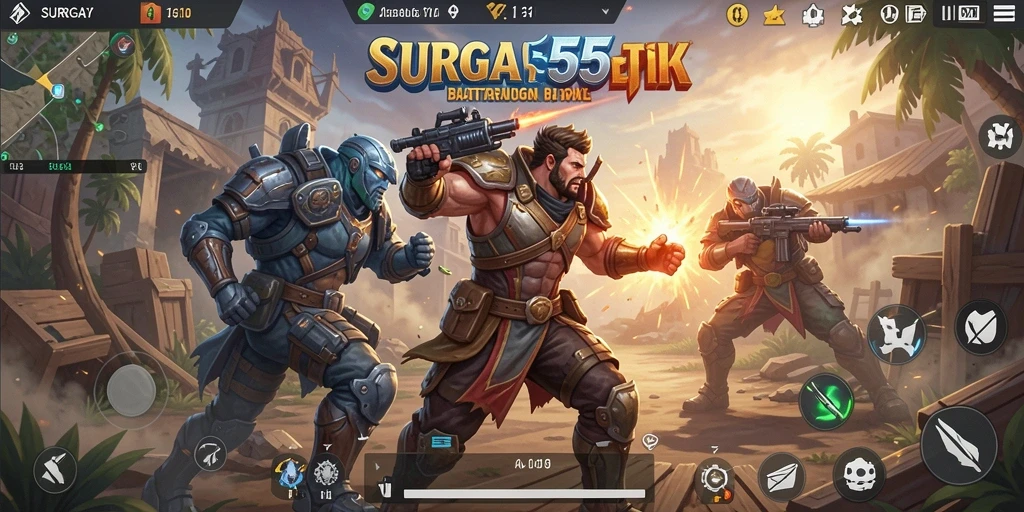 Tangkapan layar aksi epik dalam SURGA55 Battle Royale.